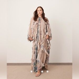 ASOS CURVE raw edge floral flowing dress US 16 READ DESCRIPTION !